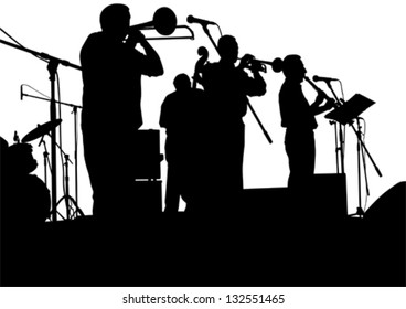 Vector drawing jazz musicians on the stage