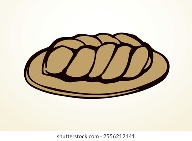 Vector drawing. Jewish braided bun