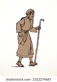 Vector drawing. Jewish man walk