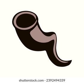 Vector drawing. Jewish ritual horn shofar