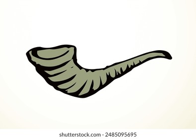 Vector drawing. Jewish ritual horn shofar