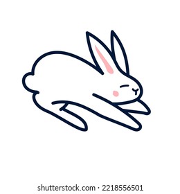 vector drawing of a jumping rabbit on a white background