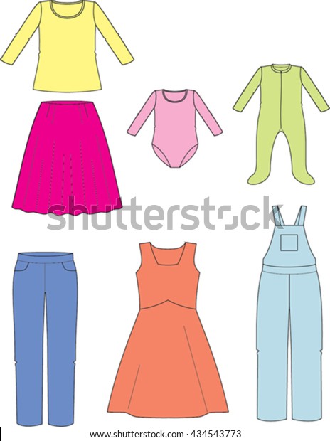 Vector Drawing Kids Dresses Stock Vector (Royalty Free