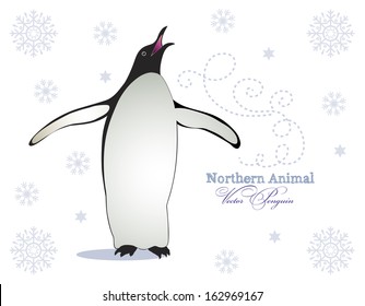 The vector drawing of the king penguin on the white background.
