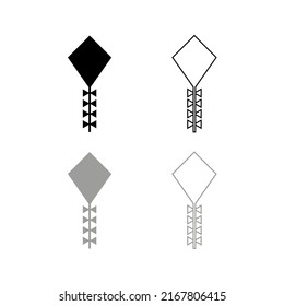 Vector drawing of a kite, color black and gray flat style