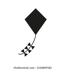 Vector drawing of a kite. Silhouette of a kite, color black flat style