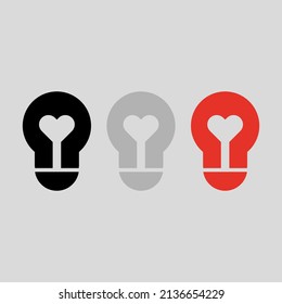 Vector drawing lamp heart shaped heart color black gray red