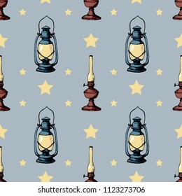 Vector drawing of lamps. Patter for postcards, paper, background
