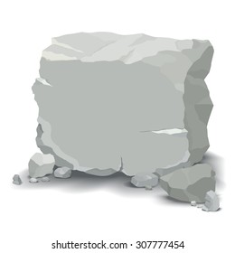 Vector Drawing of a Large / Boulder and Stones / Easy to edit layers for each stone, easy to add text to main large boulder. Transparencies used on shadow layers.