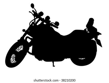 Vector drawing of a large motorcycle. Silhouette on white background
