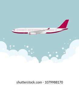 Vector drawing of a large passenger plane,In mid-air.