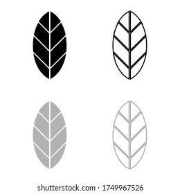 Vector drawing leaf with tree branch, silhouette and contour, color black and gray 