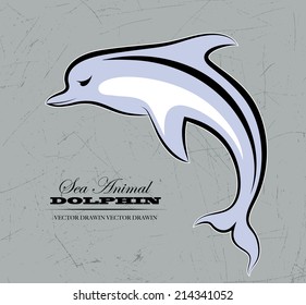 Vector drawing of leaping dolphin.