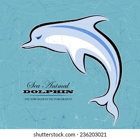 Vector drawing of leaping dolphin.