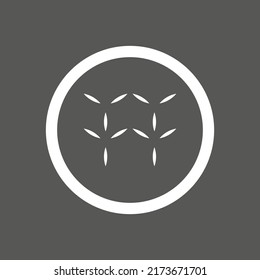 Vector drawing leaves, in circle color white flat style
