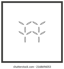 Vector drawing leaves, contour color black flat style