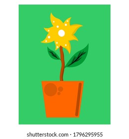 vector drawing of leaves and pots illustration