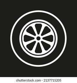 Vector drawing of a lemon slice in a circle, flat style