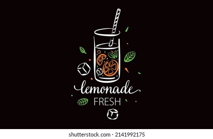 Dibujo vectorial de limonada sobre fondo negro