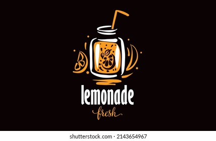 Vector drawing of lemonade on a black background