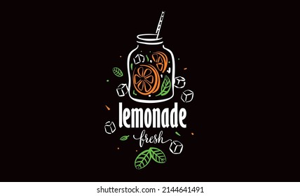 Vector drawing of lemonade on a black background