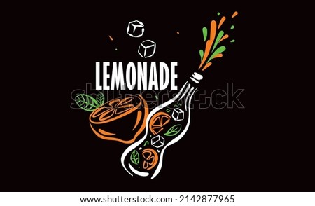 Vector drawing of lemonade on a black background