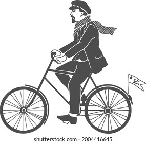 vector drawing of Lenin riding a bicycle