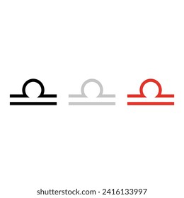 Vector drawing libra zodiac sign, color black, gray, red flat style
