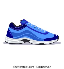 Vector drawing of a light blue sneakers on a white background with a shadow.