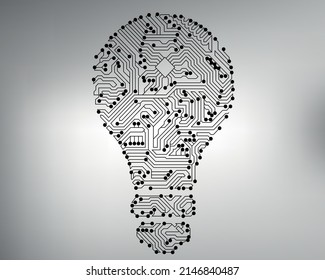 
vector drawing light bulb made in the form of radio components. electrical circuit in the form of a light bulb. idea sign