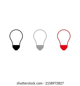 Vector drawing of light bulbs, color black gray red flat style