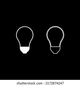 Vector drawing of light bulbs, silhouette and contour color white flat style