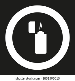 Vector drawing lighted fire, silhouette color white flat style