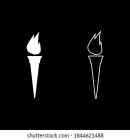 Color blanco del icono de la antorcha iluminada por el vector