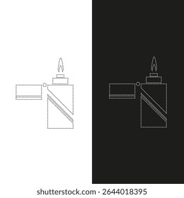 Vector drawing lighters, dotted line color black and white flat style