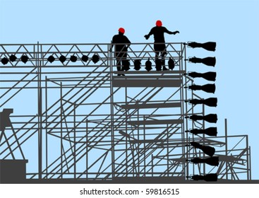 Vector drawing of lighting equipment on stage