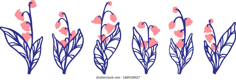 vector drawing of lilies of the valley