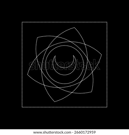 Vector drawing lily flower, dotted line color white  