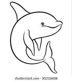 Vector drawing - line art dolphin or orca