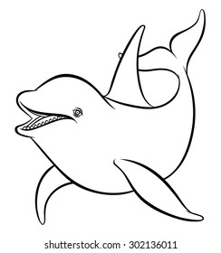 Vector drawing - line art dolphin or orca