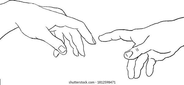 Vector Drawing Line Hands Meeting Connection