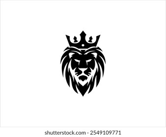Vector drawing of lion with crown