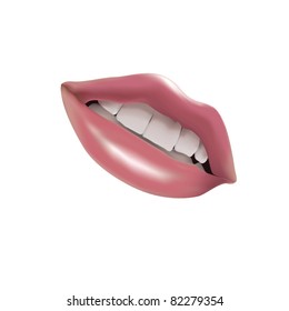 Vector drawing. Lips, a kiss.