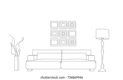 vector drawing of a living room with sofas