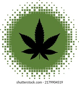 vector drawing logo print with cannabis