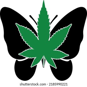 vector drawing logo print with cannabis