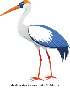 A vector Drawing of a long leg stork