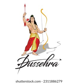 Vector drawing of Lord Rama, Vector illustration of Hindu God, Indian God Vector illustration