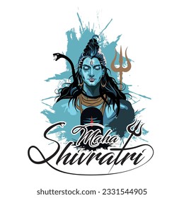 Vector drawing of Lord Shiva, Indian religion worship image, Hindu God Lord Shiva vector illustration