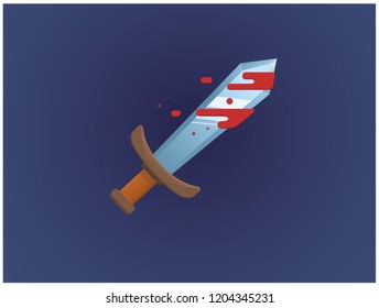 vector drawing of the magical sword with drops of blood